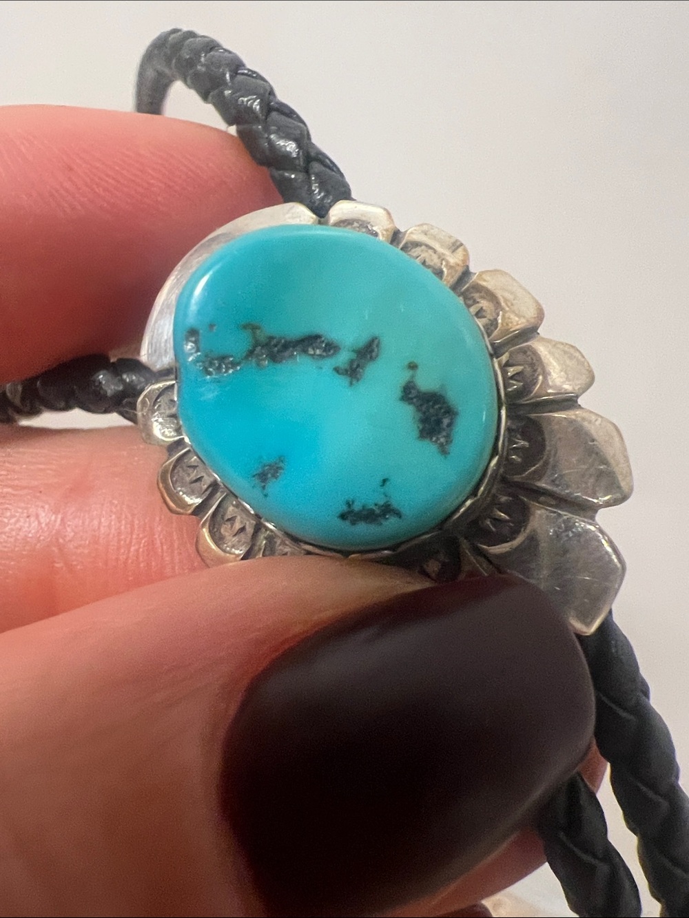 Turquoise Accent Black Bolo Necklace - Women’s Boho Jewelry - Picture 7 of 11